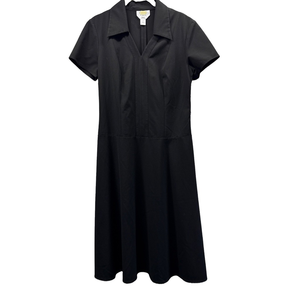 Talbots Womens Dress 4 Black Gothic Collard Feminine Whimsigoth Stretch Side Zip
